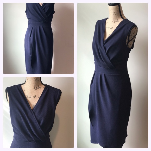 Meaneor Dresses & Skirts - 👠NWT navy knee length wrap dress size large